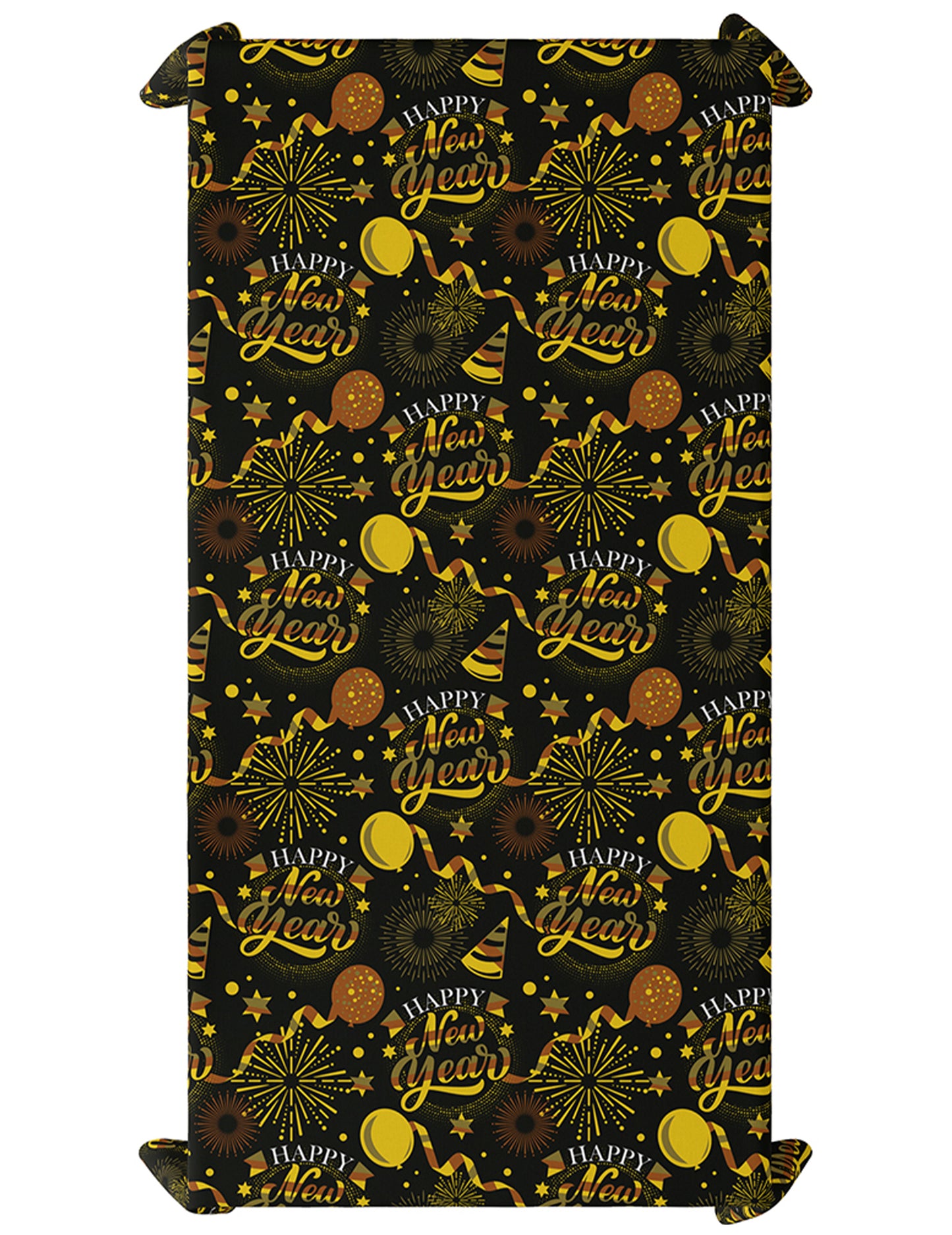 Boldog új évet terítő fekete és arany színben 1,37 x 2,74 m