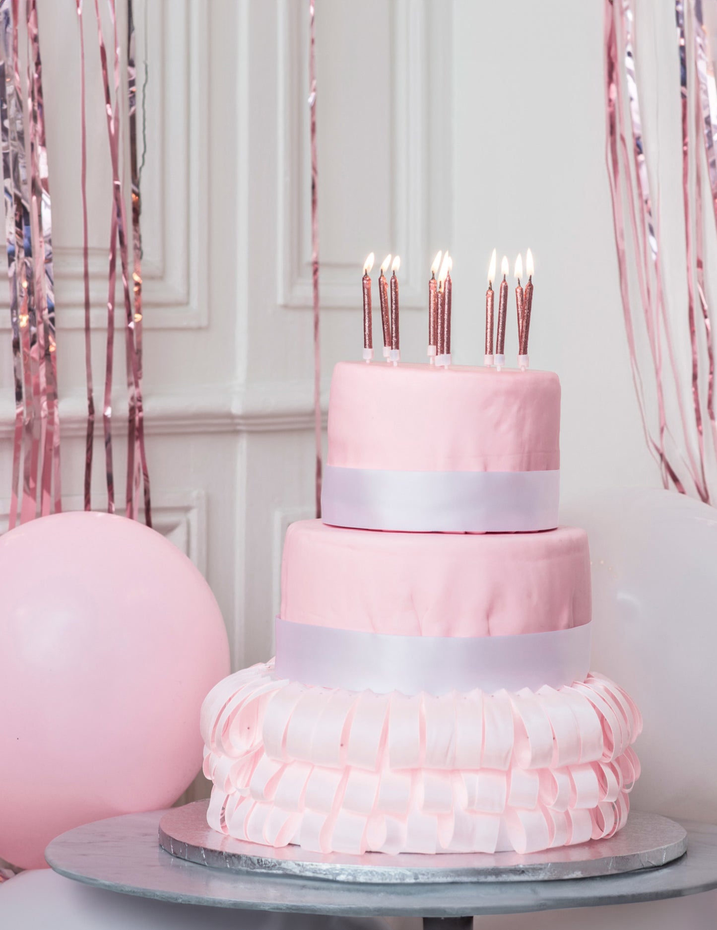 10 gyertya csillogó rozéarany bobech fülbevalókkal, 6 db cm születésnap