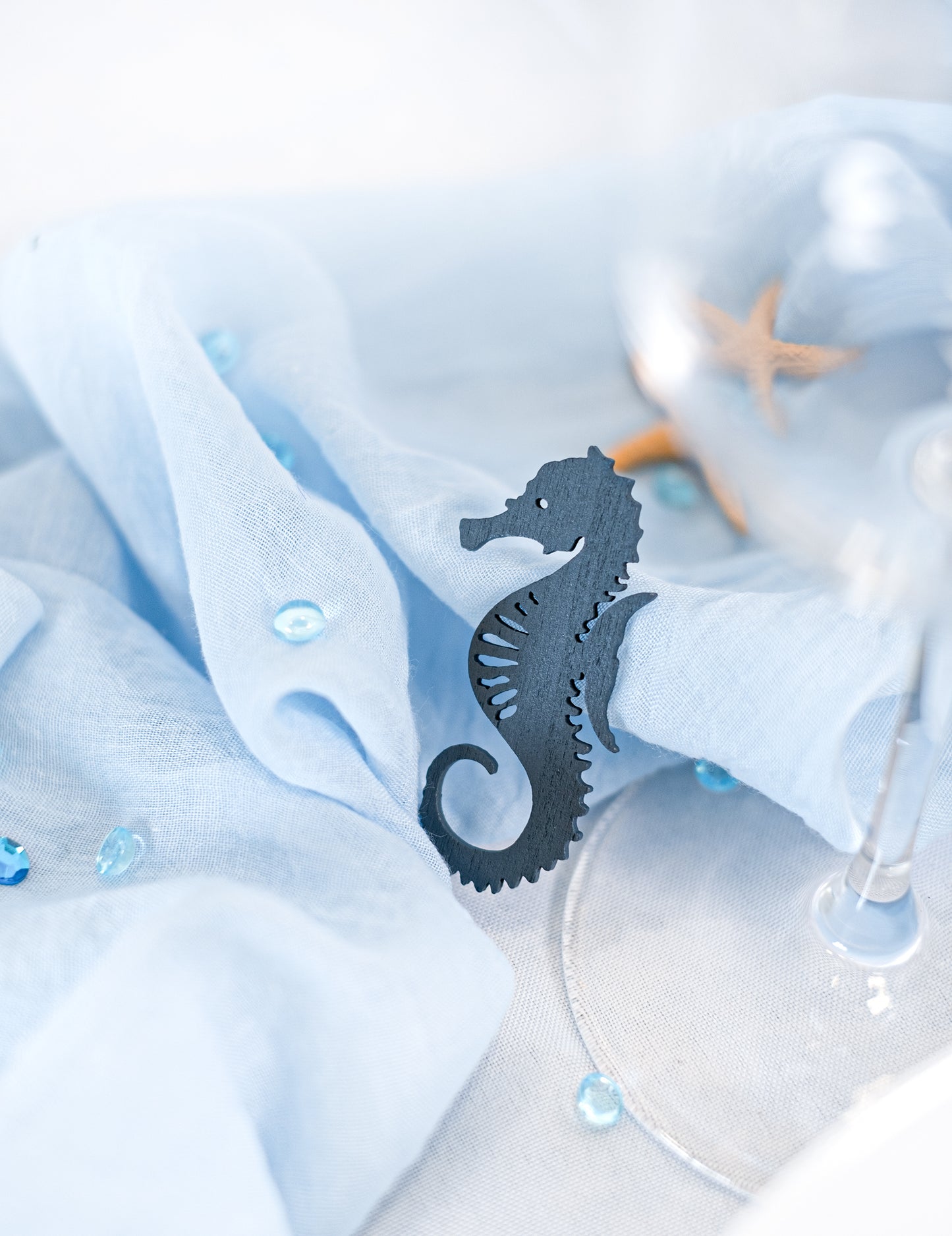 10 kék hippokampusz fa konfetti 6 és 4,5 cm