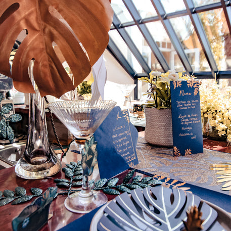 10 étlap, tengeri és rézpáfrányok, 22,5 x 11 cm esküvőre