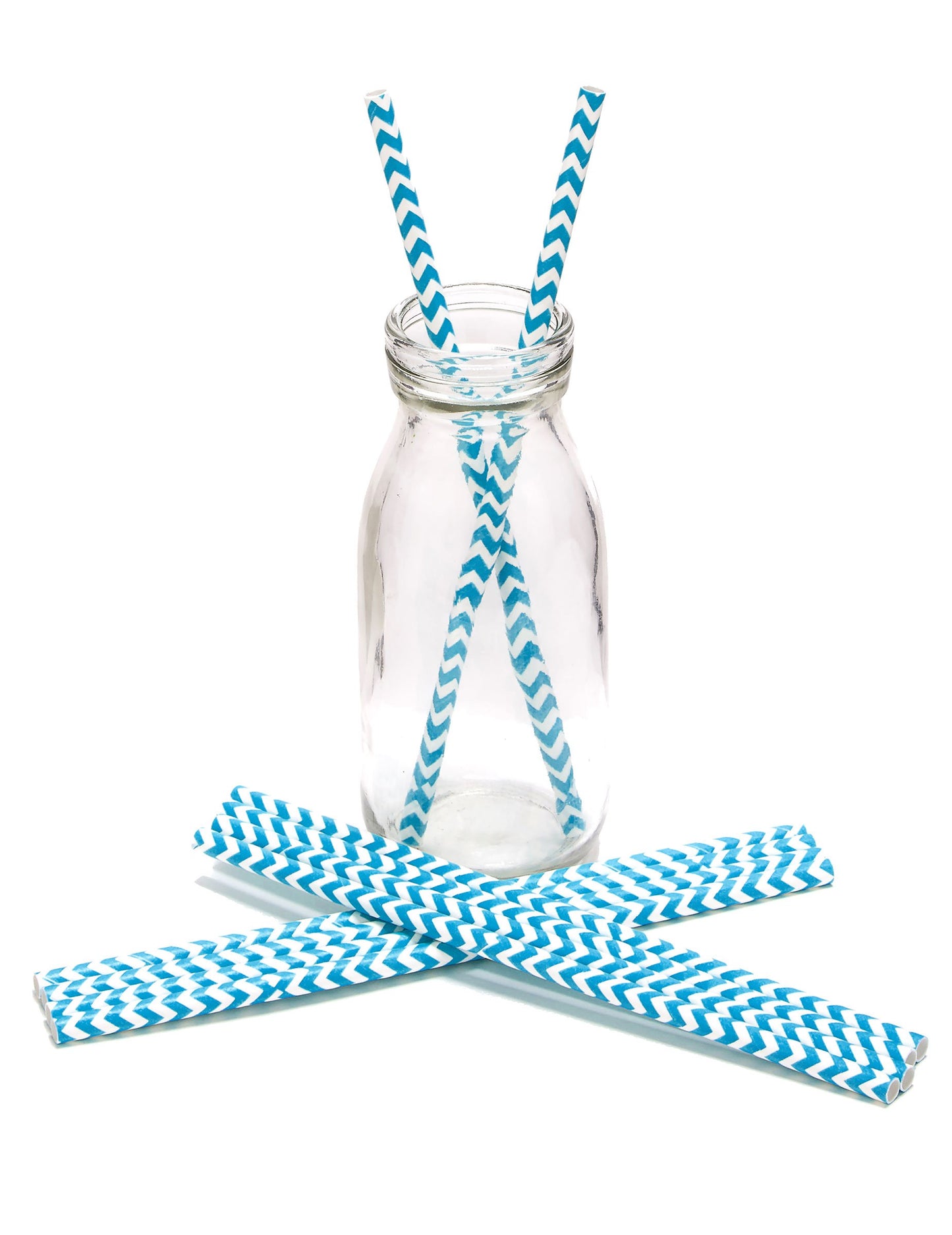 10 kék és fehér chevron karton szalma 20 cm