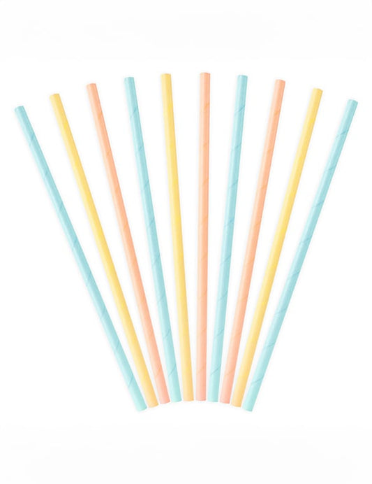 Disposition en éventail des pailles en carton pour anniversaire couleurs pastel