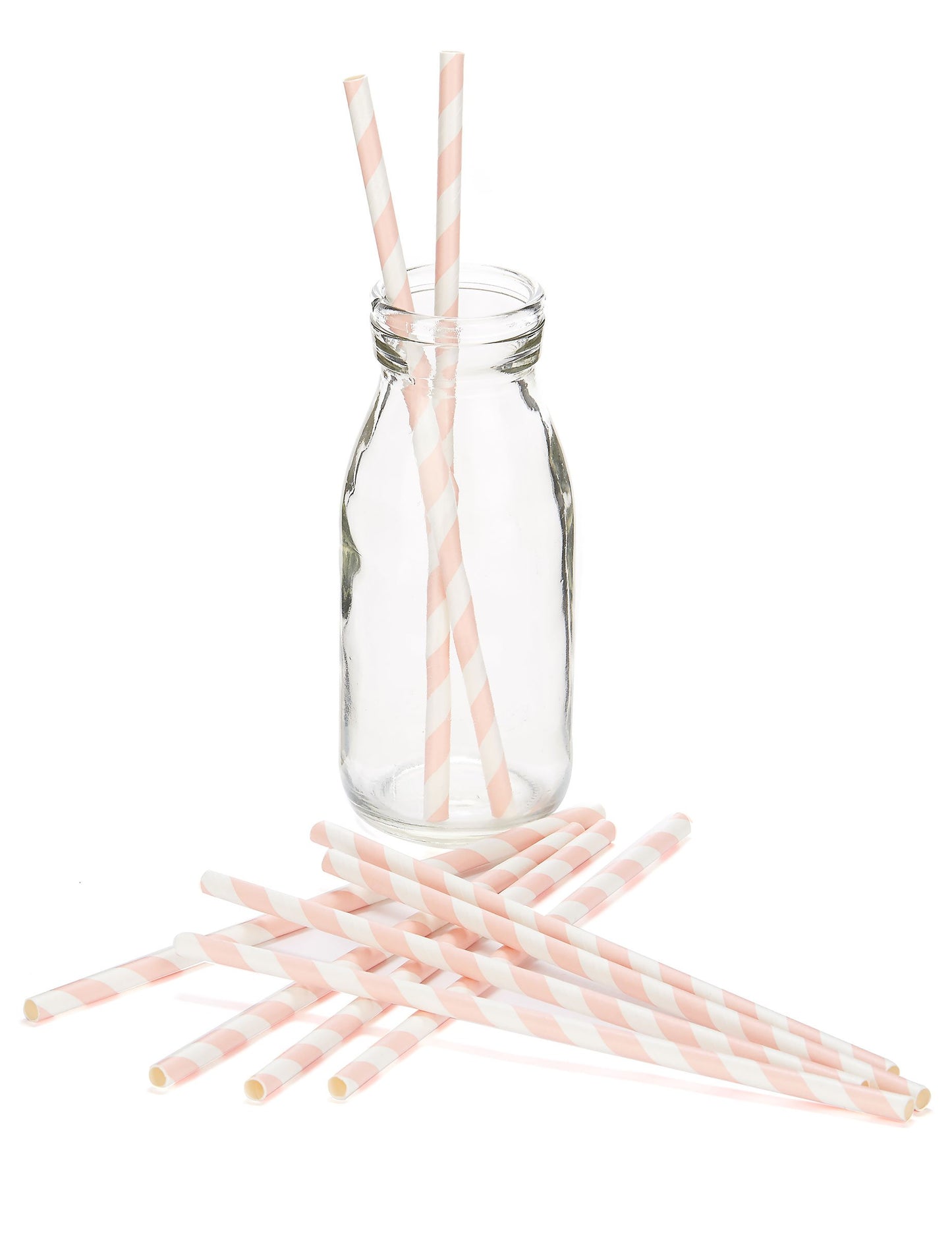10 darab rózsaszín csíkos papír szívószál, 19,5 cm cm hideg italokhoz
