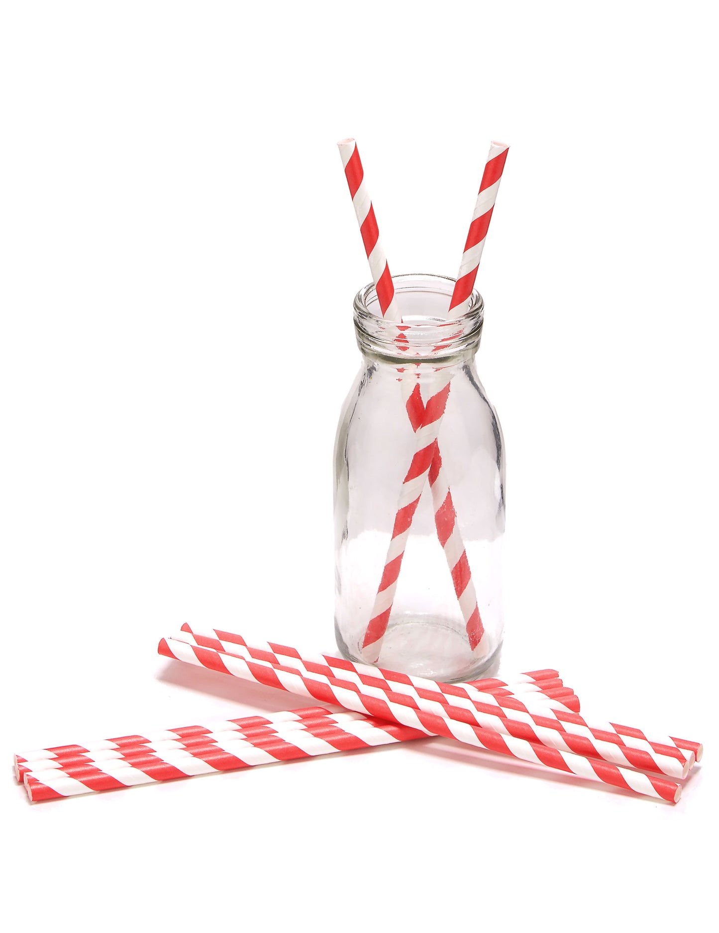 10 piros csíkos karton szalma 19,5 cm