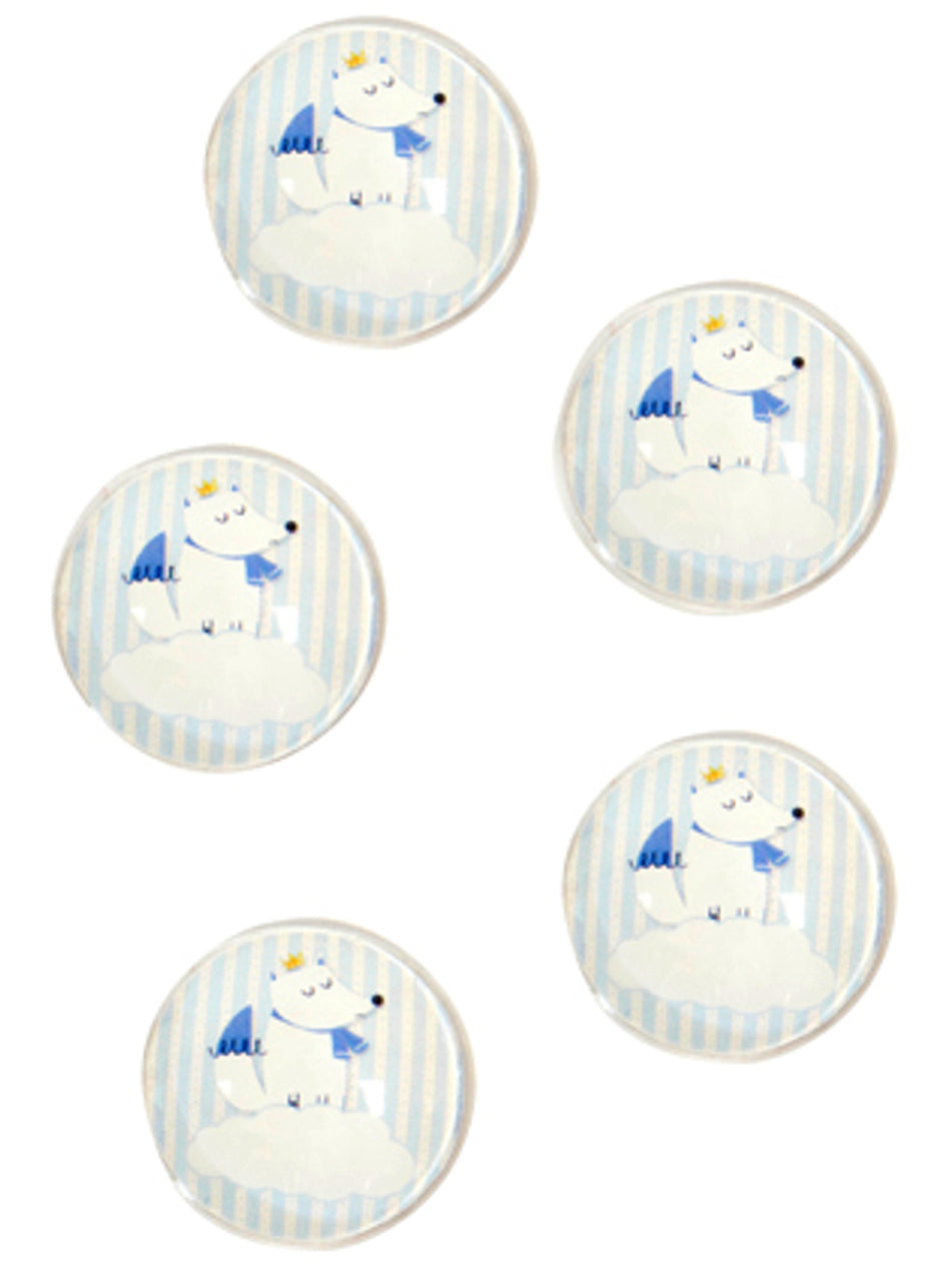 10 díszes kékróka üvegkorong 2,5 cm babaváró bulira