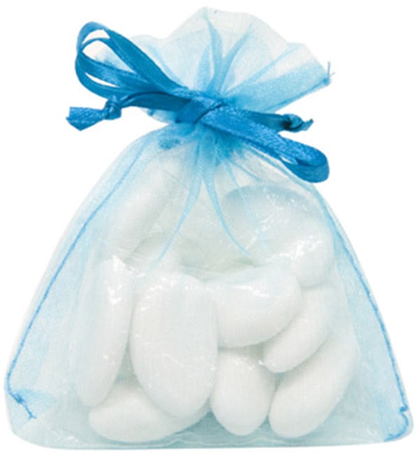 10 türkiz organza zacskó 10 x 8 cm cukrozott mandulához