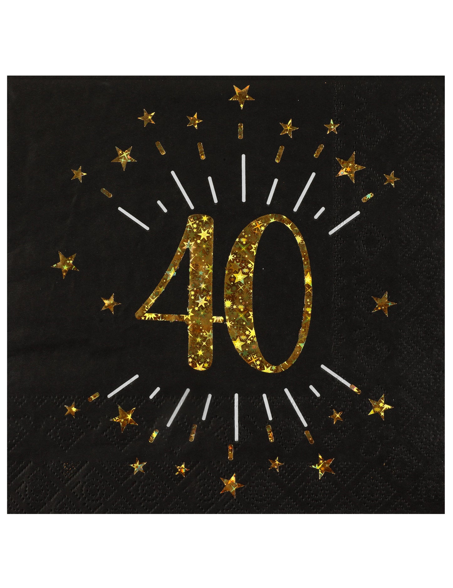 10 fekete-arany "Boldog születésnapot 40" papírszalvéta arany csillagokkal