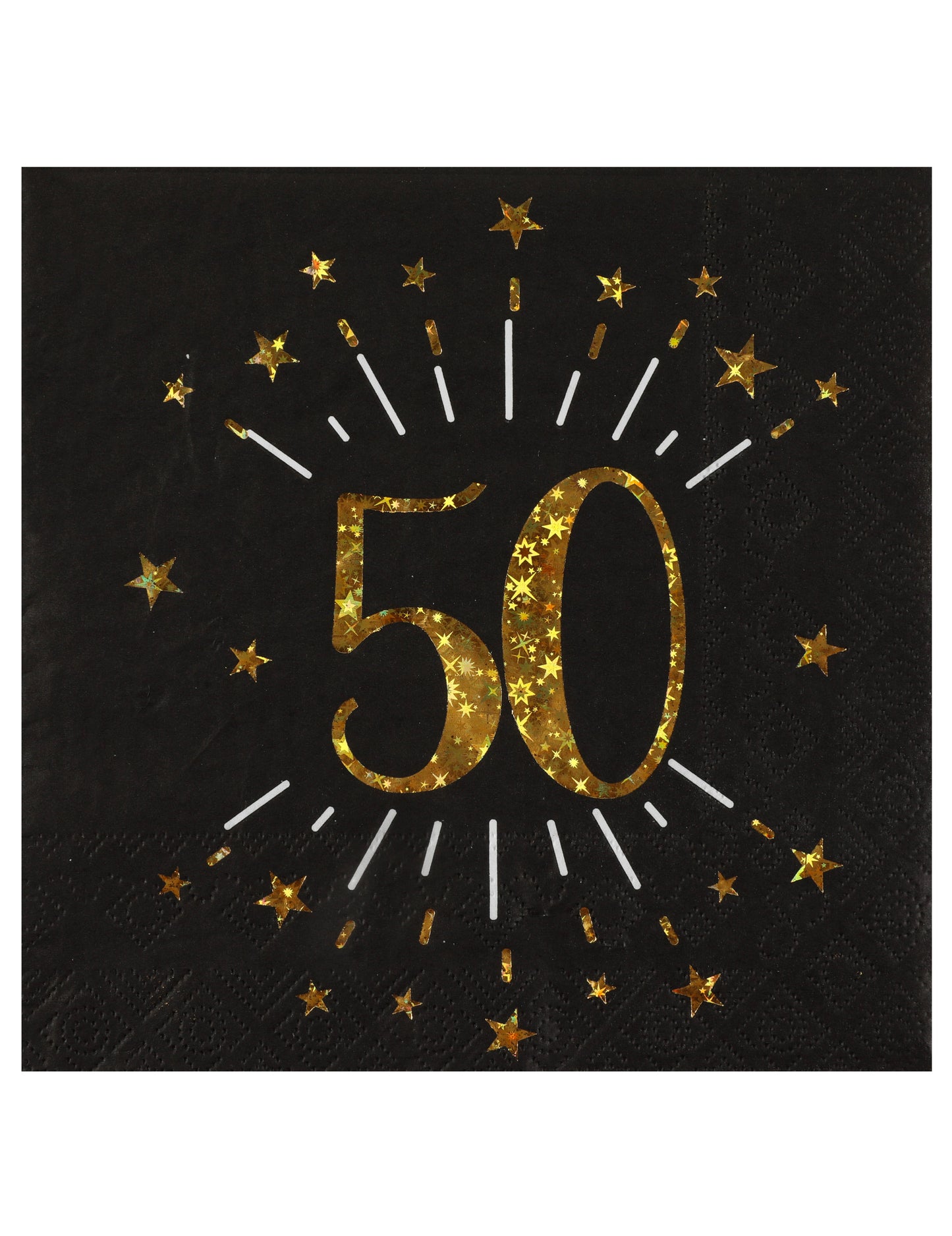 10 db „Happy Birthday” 50 db-os papírszalvéta, fekete és arany színű, csillagokkal, 33 x 33 cm