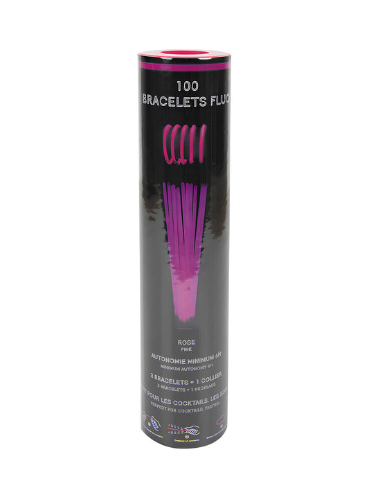 Tube de rangement des bracelets phosphorescents roses lot de 100