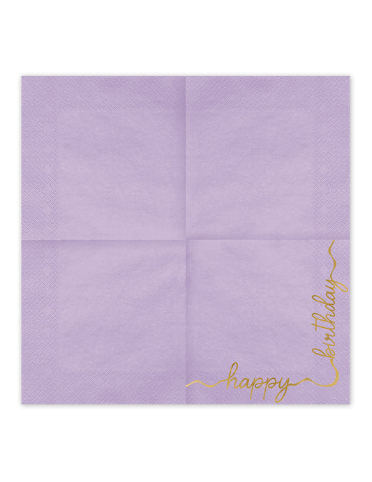 12 db Happy Birthday pasztell és arany papírszalvéta 33 × 33 cm