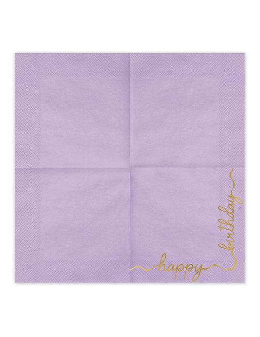 12 db Happy Birthday pasztell és arany papírszalvéta 33 × 33 cm