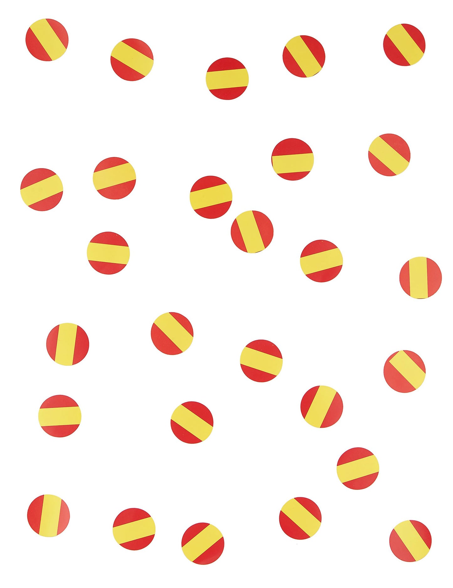 Közelkép a spanyol zászlós asztali konfettiről