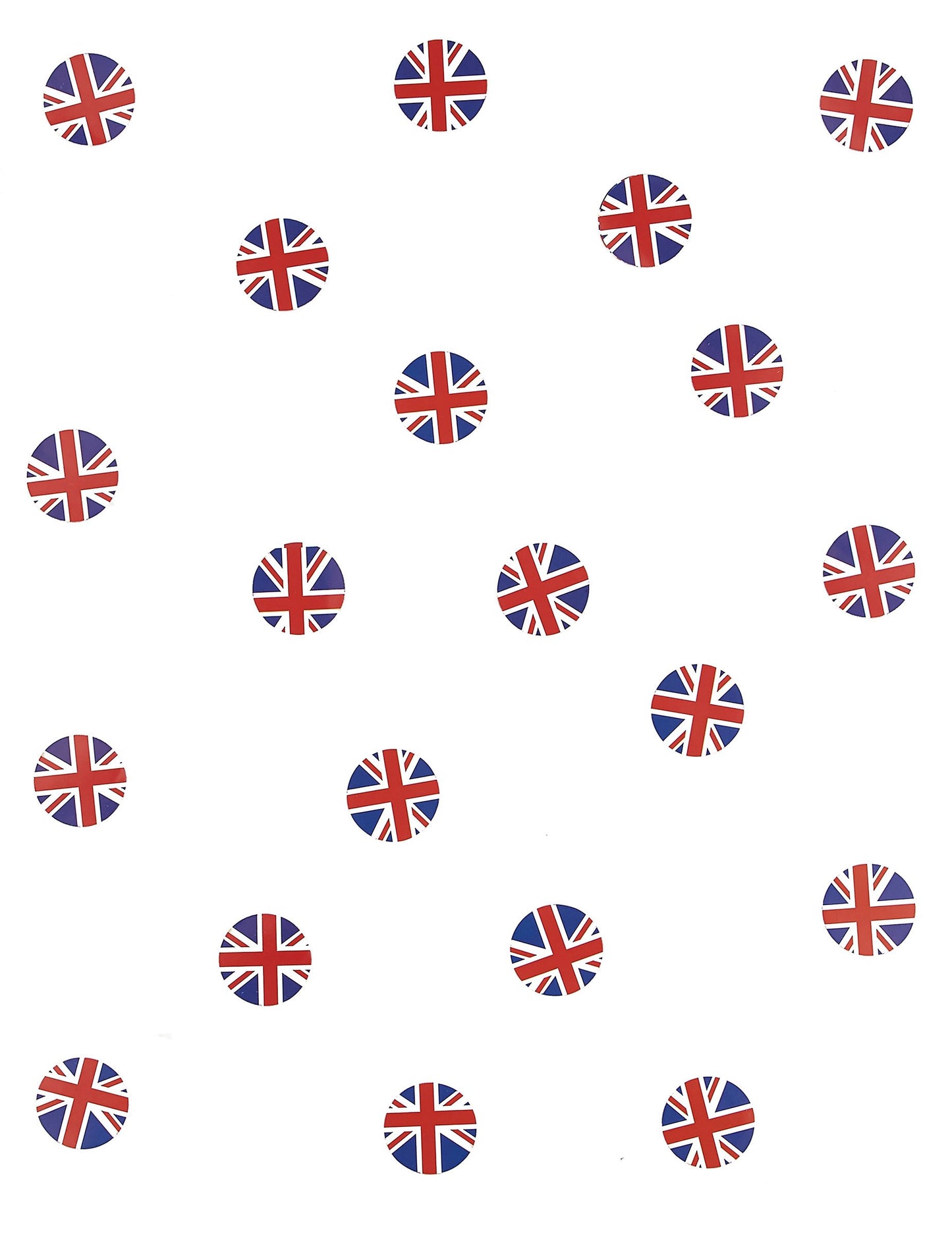 Az asztali konfetti Egyesült Királyság zászló kör alakú mintájának részlete