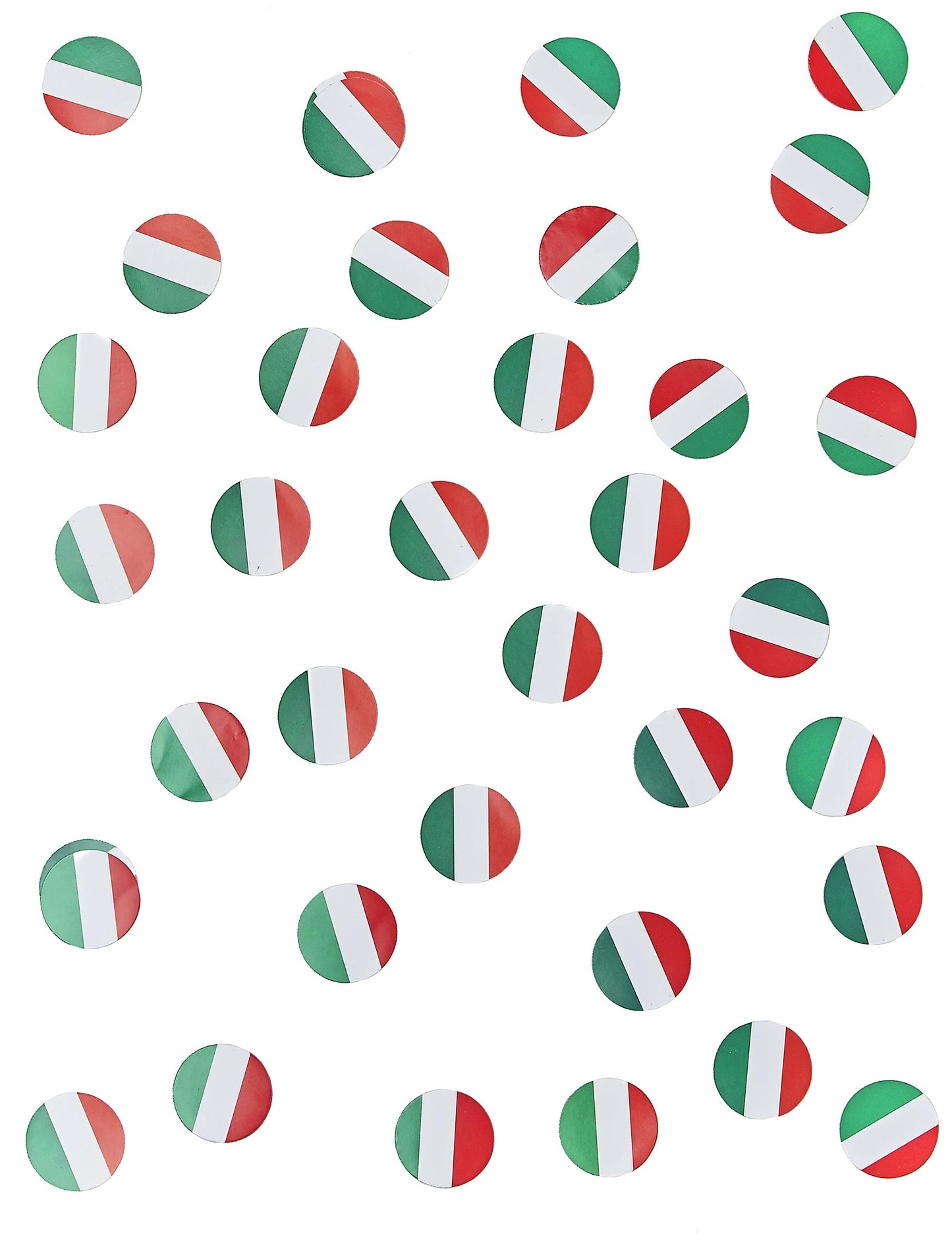 Az olasz zászlós asztali konfetti több darabjának látképe