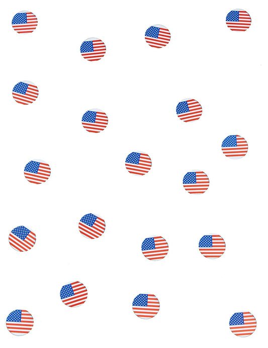 Vue d'ensemble de la répartition des confettis de table drapeau USA