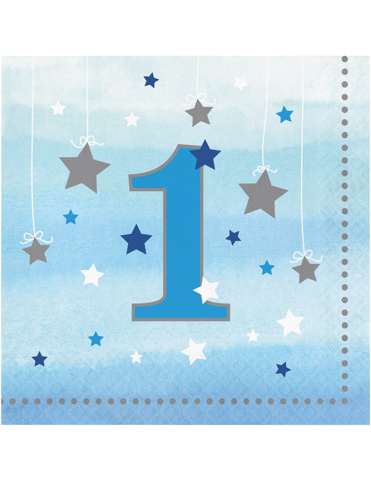 16 db kék színű, One Little Star papírszalvéta, 33 x 33 cm cm ezüst csillagok