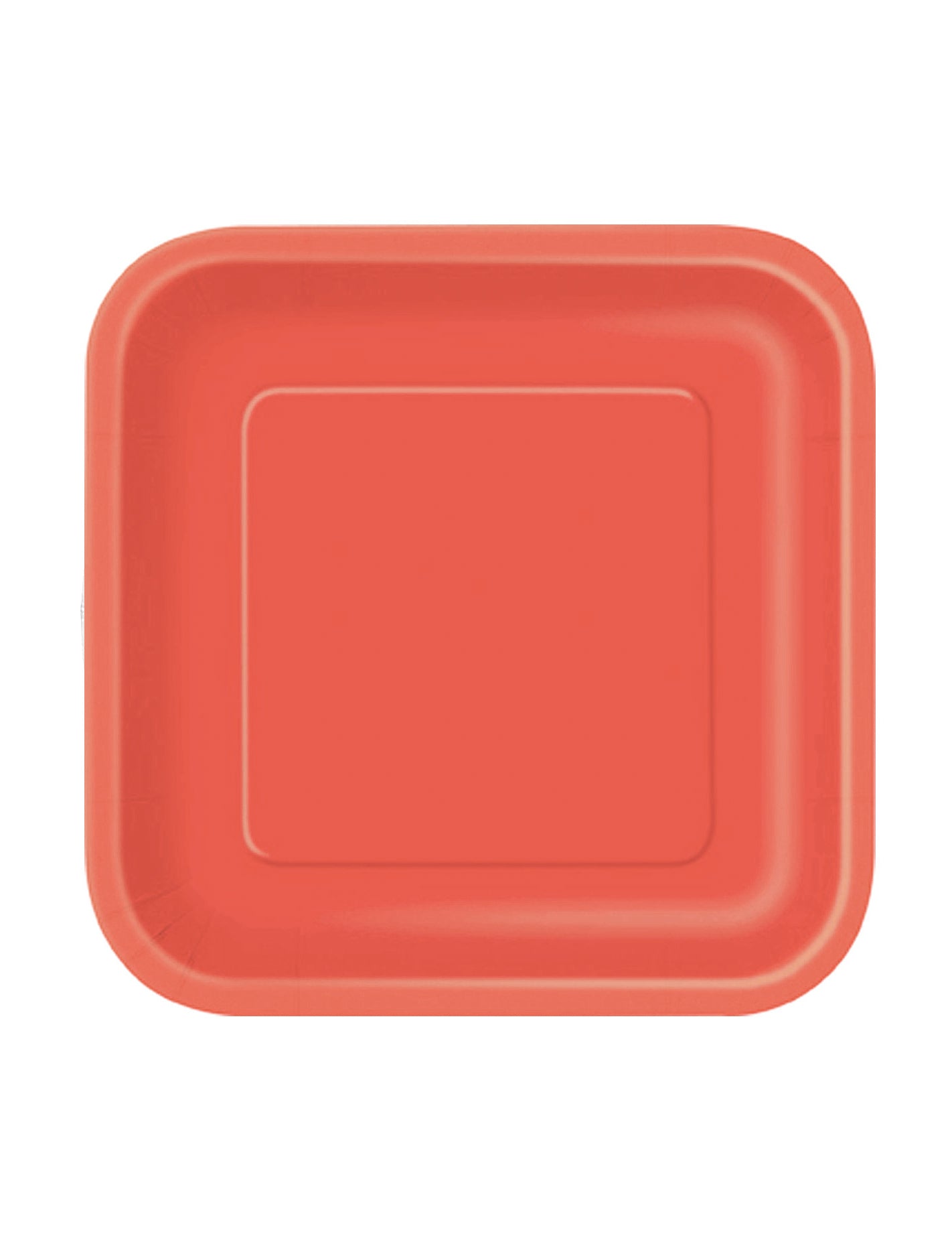 16 db kis négyzet alakú korallpiros kartontányér 17,4 cm desszertnek