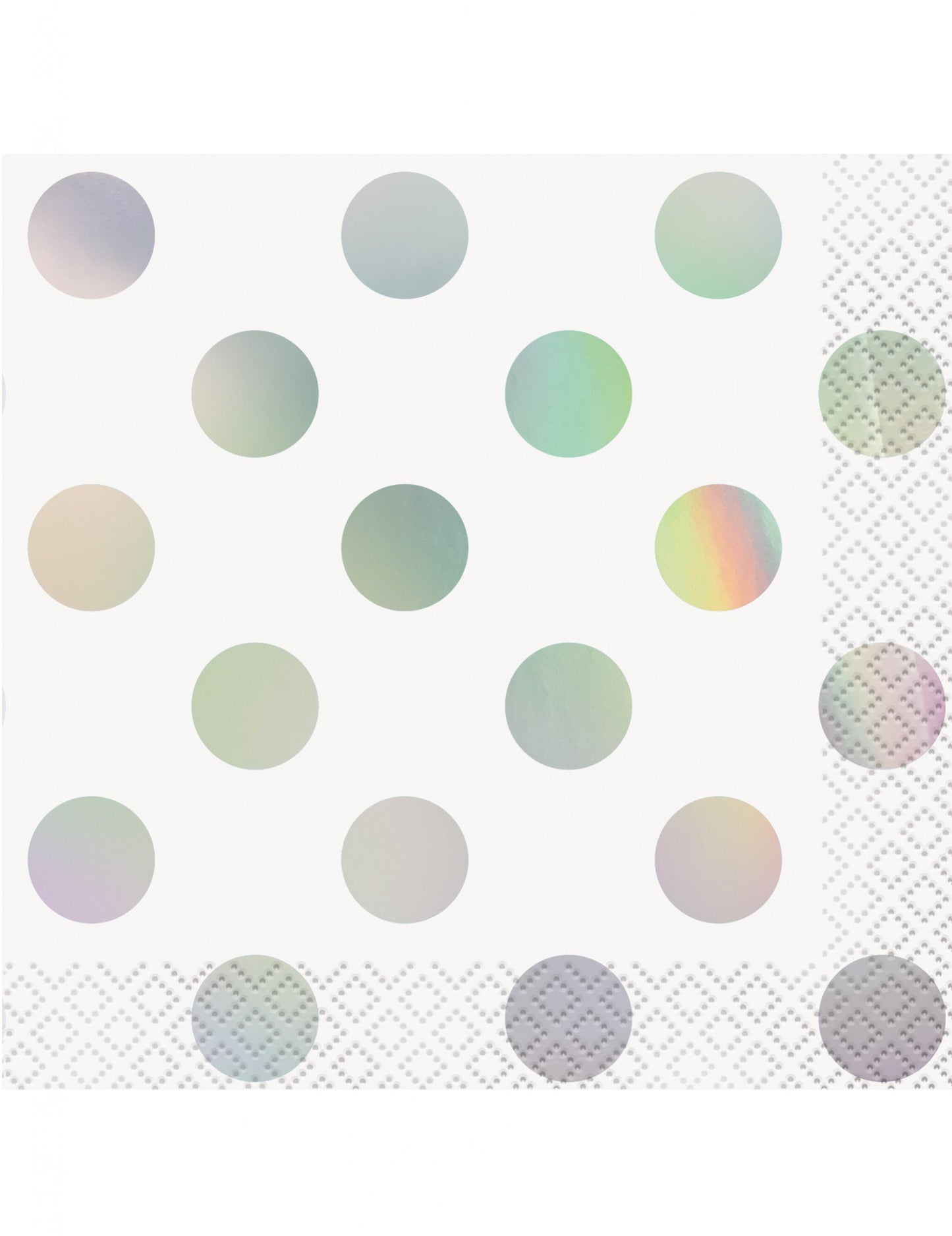16 db kis fehér papírszalvéta irizáló pöttyökkel, 25 x 25 cm cm születésnapra