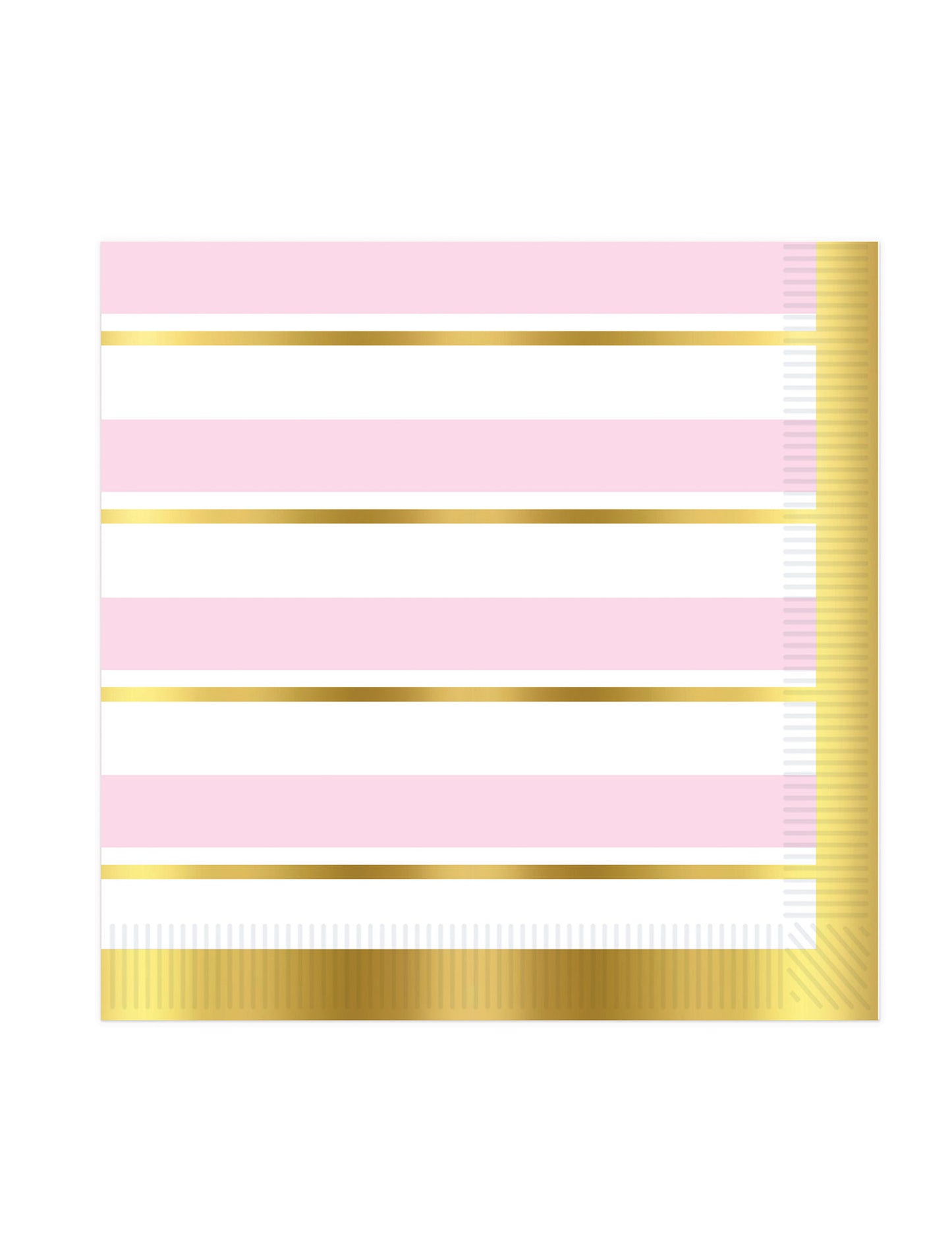 16 db rózsaszín és fehér csíkos papírszalvéta, 33 x 33 cm cm aranysárga