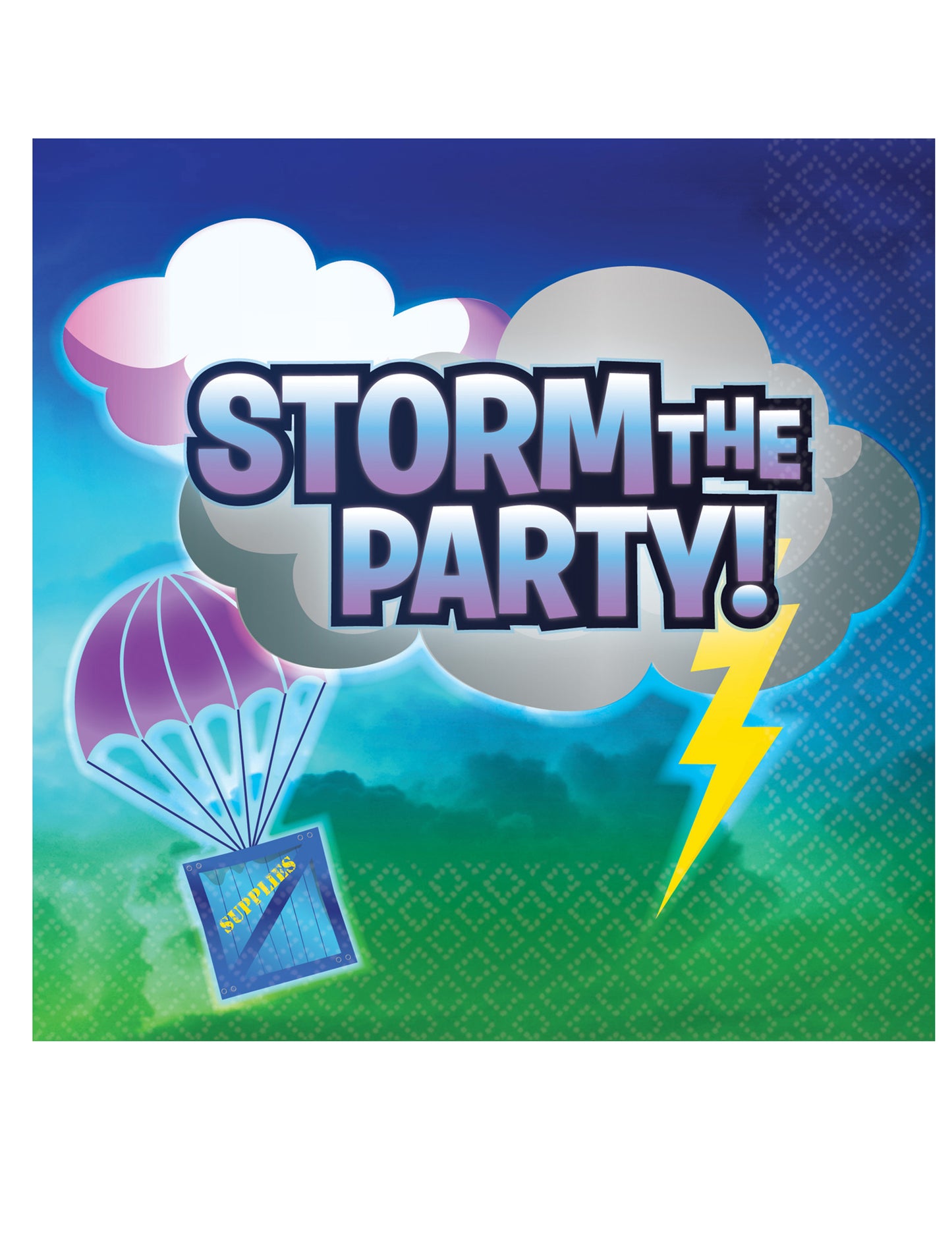 Serviettes en papier battle royale pour enfant bleu et vert avec parachute