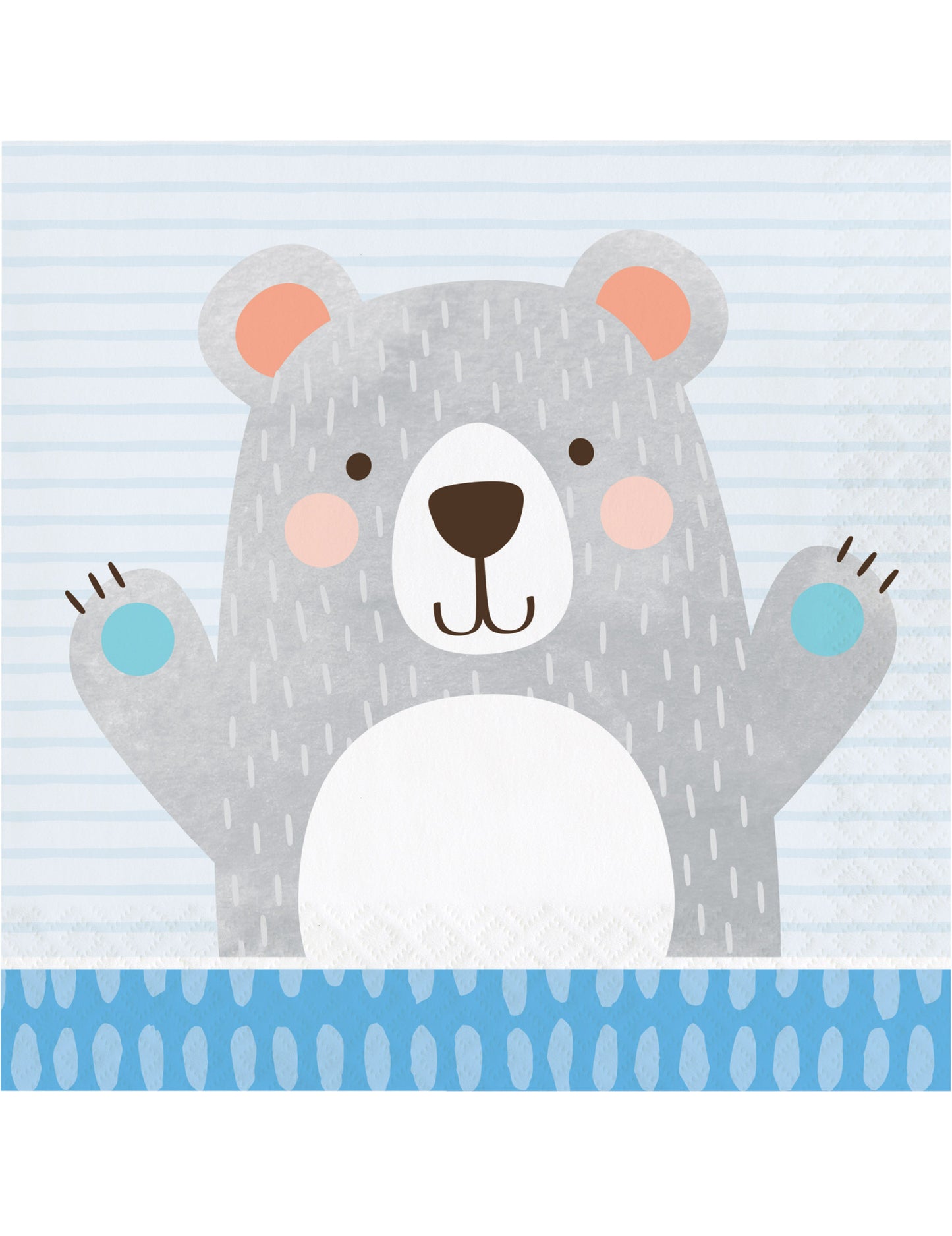 16 db papírszalvéta kis szürke maci mintával, 33 x 33 cm babaváró bulira