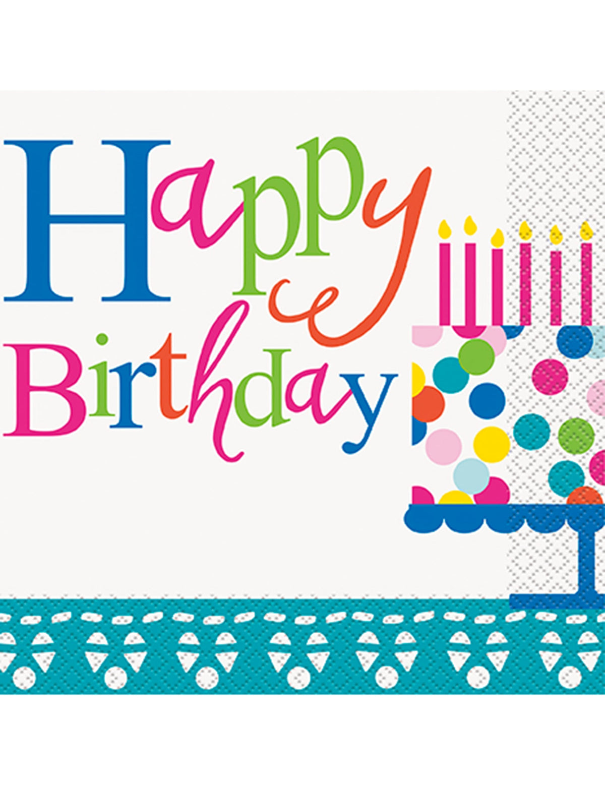papírszalvéták Happy Birthday születésnapi bulihoz, türkiz, tortamintás