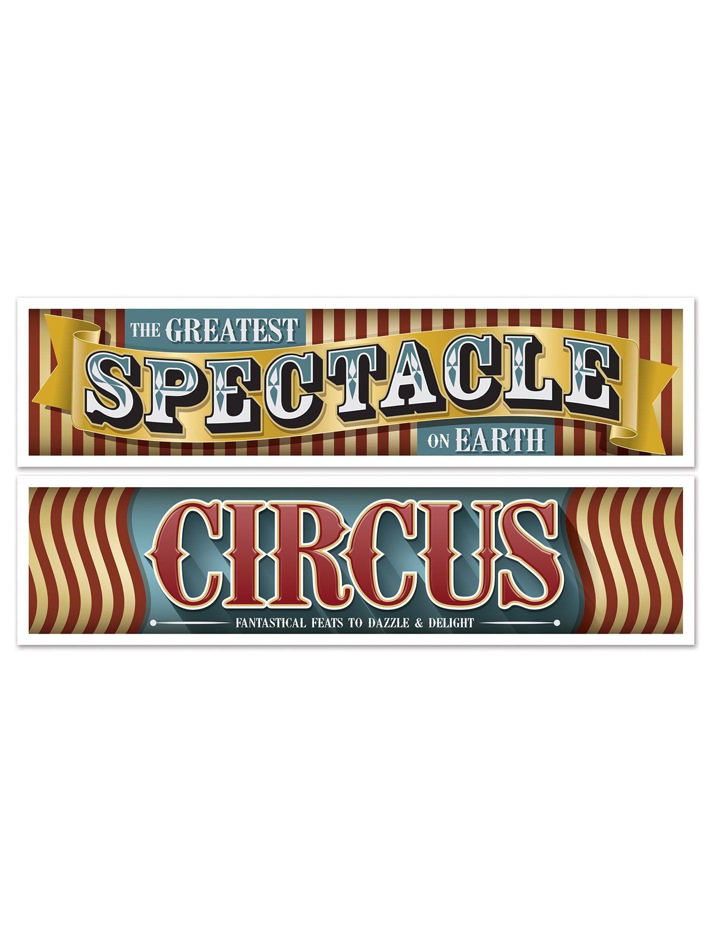 2 Vintage Circus Banners 38 cm x 1,5 m