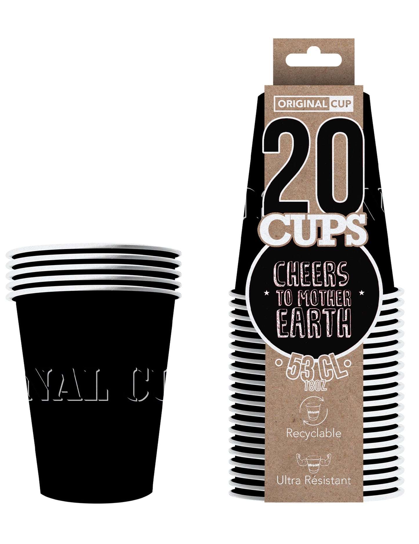 20 amerikai csésze újrahasznosítható karton feketék 53 Cl