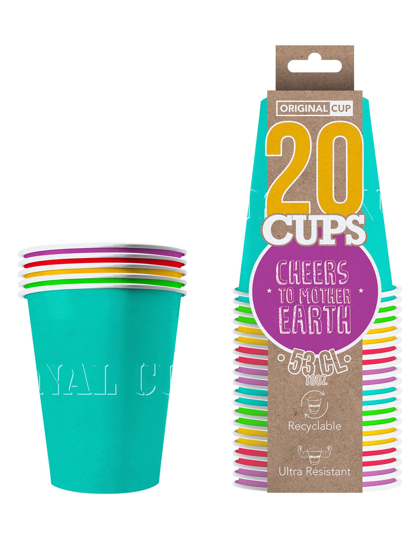 20 amerikai csésze újrahasznosítható karton nyári 53 cl