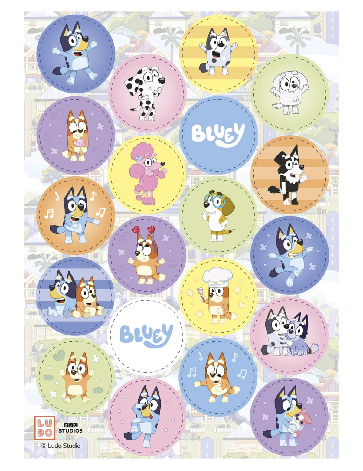 20 mini ehető ostyakorong Bluey és Bingo™ 3,4 cm