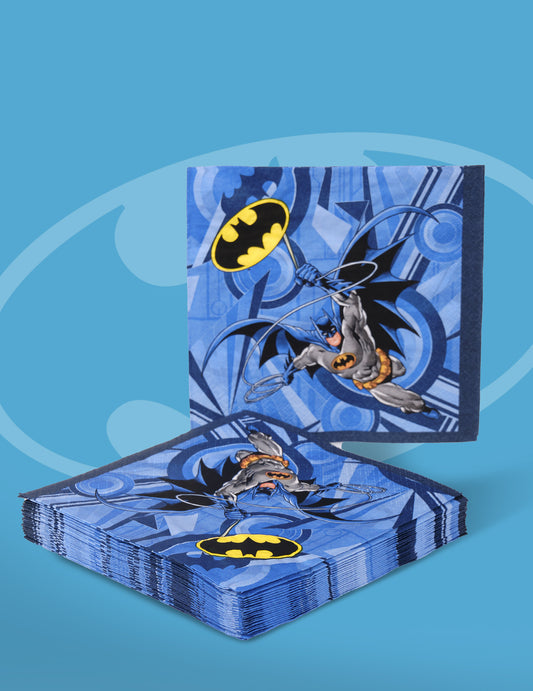 Vue de la pile et du motif des serviettes en papier Batman