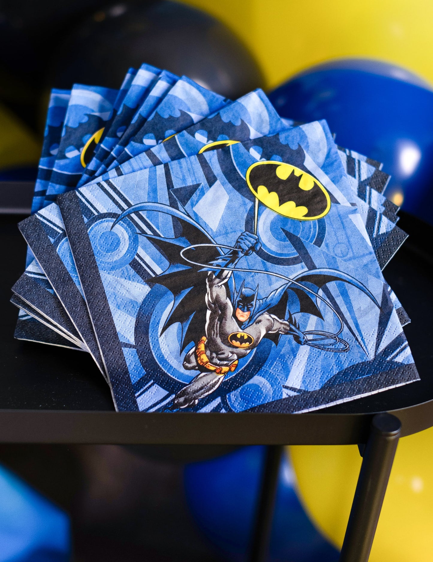 Serviettes en papier Batman pour fête bleues et noires