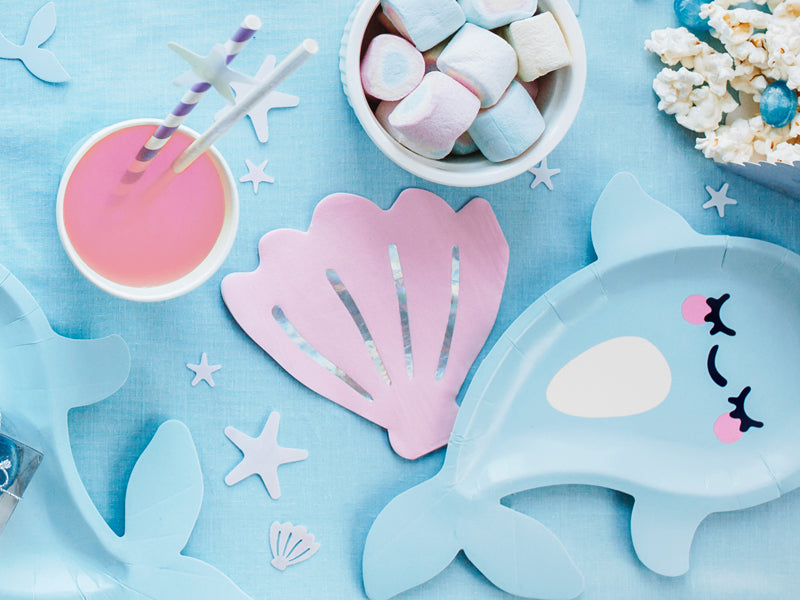 20 db irizáló rózsaszín, kagyló alakú papírszalvéta