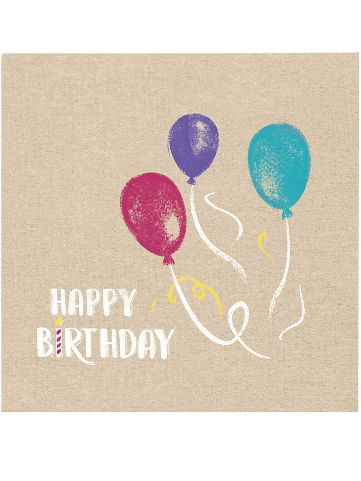 papírszalvéták Happy Birthday születésnap kraft és kék, színes lufikkal