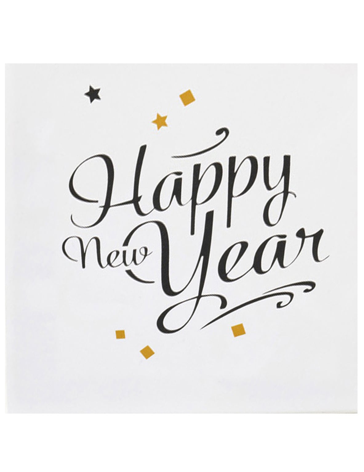 Happy New Year papírszalvéták ünnepre fehér fekete és arany
