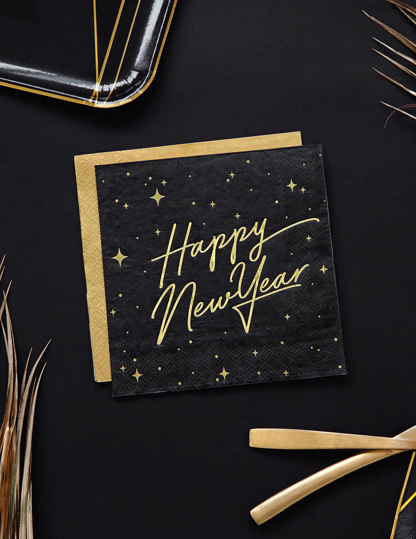 20 Boldog új évet és arany papír törülközők 33 x 33 cm