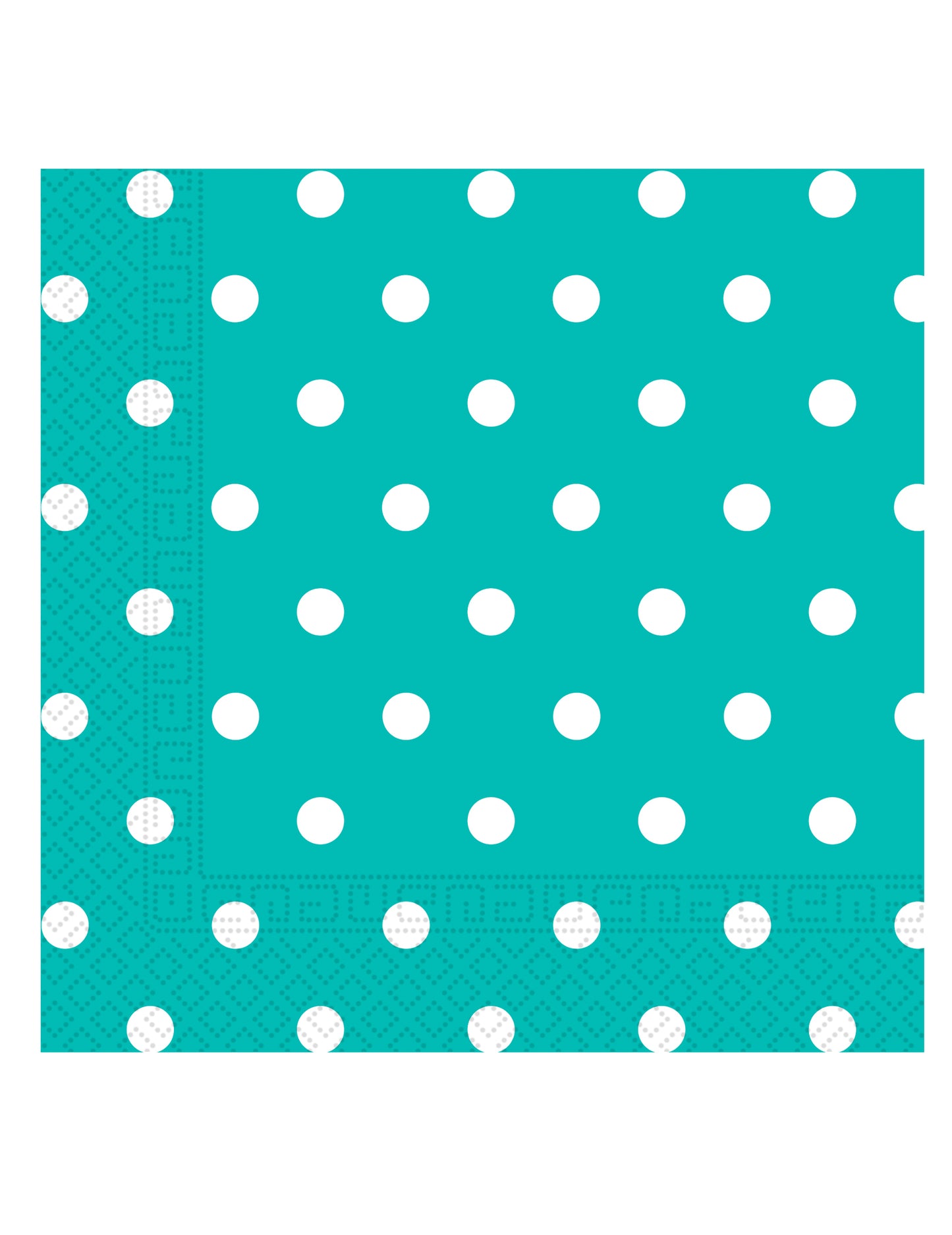 20 türkizkék papírszalvéta fehér pöttyökkel, 33 x 33 cm