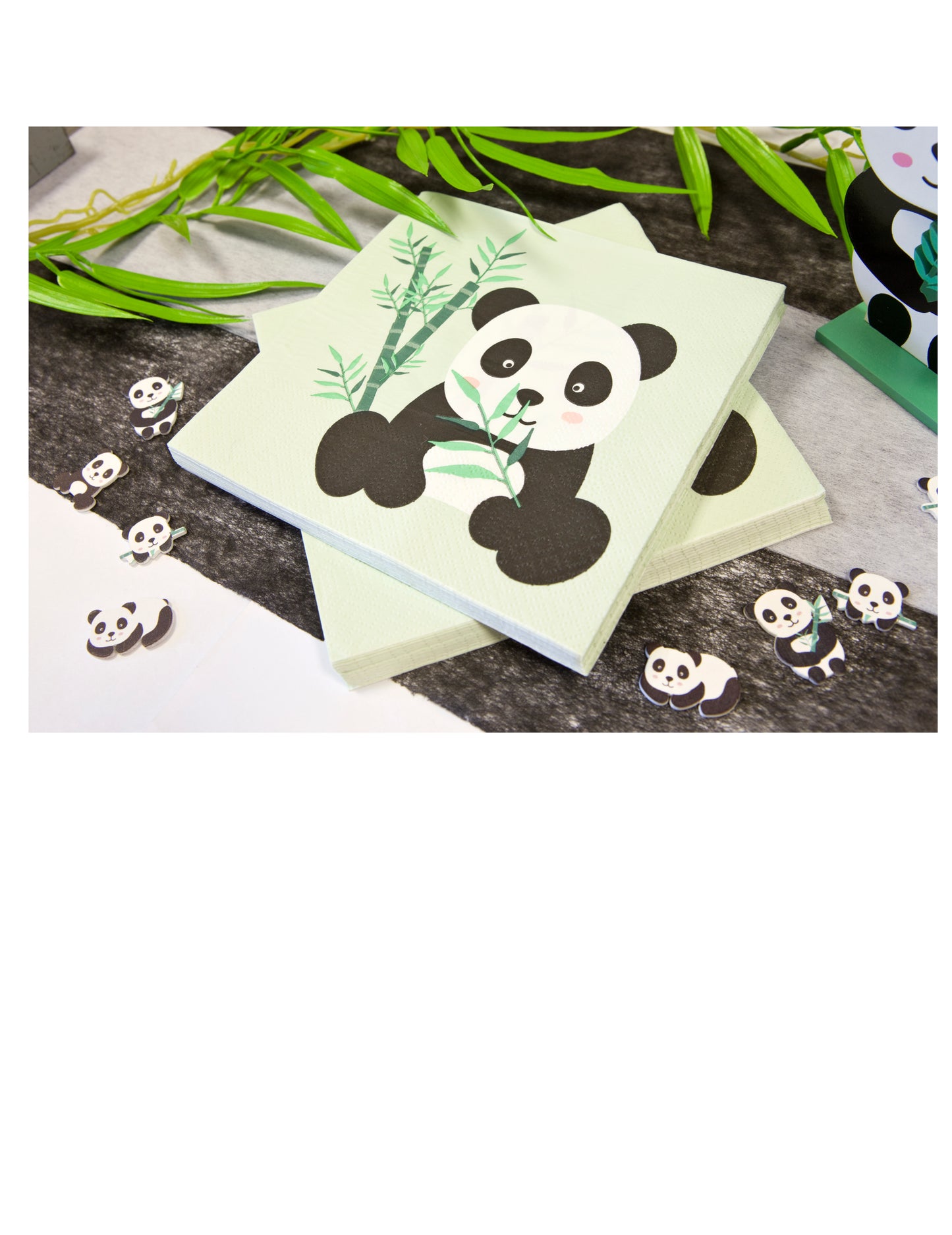20 db panda papírszalvéta 33 x 33 cm pasztellzöld