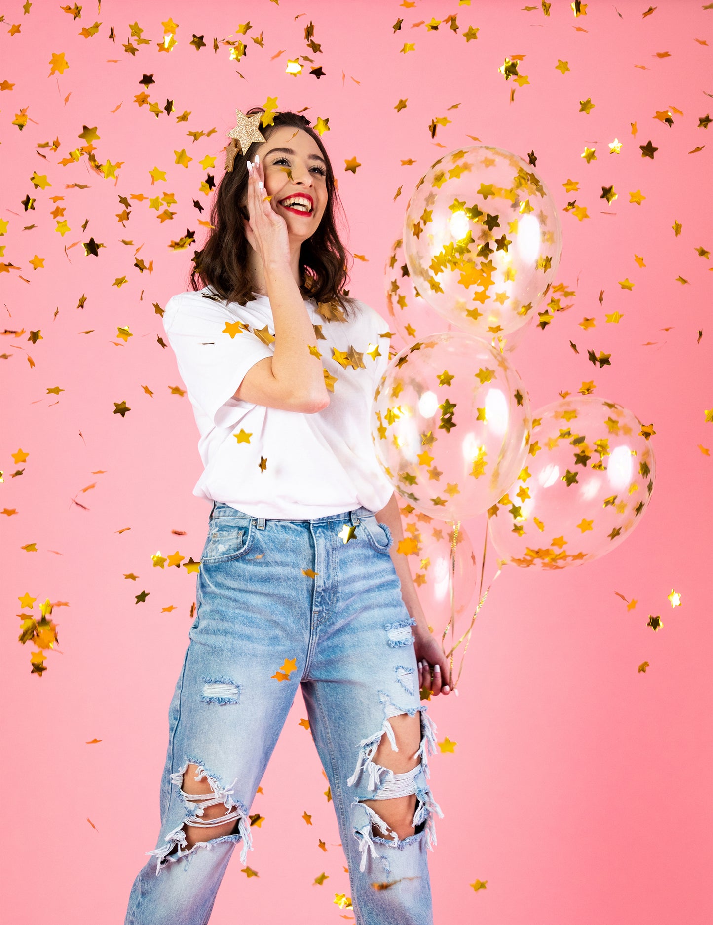 3 latex léggömb arany konfetti boldog új évet 27 cm