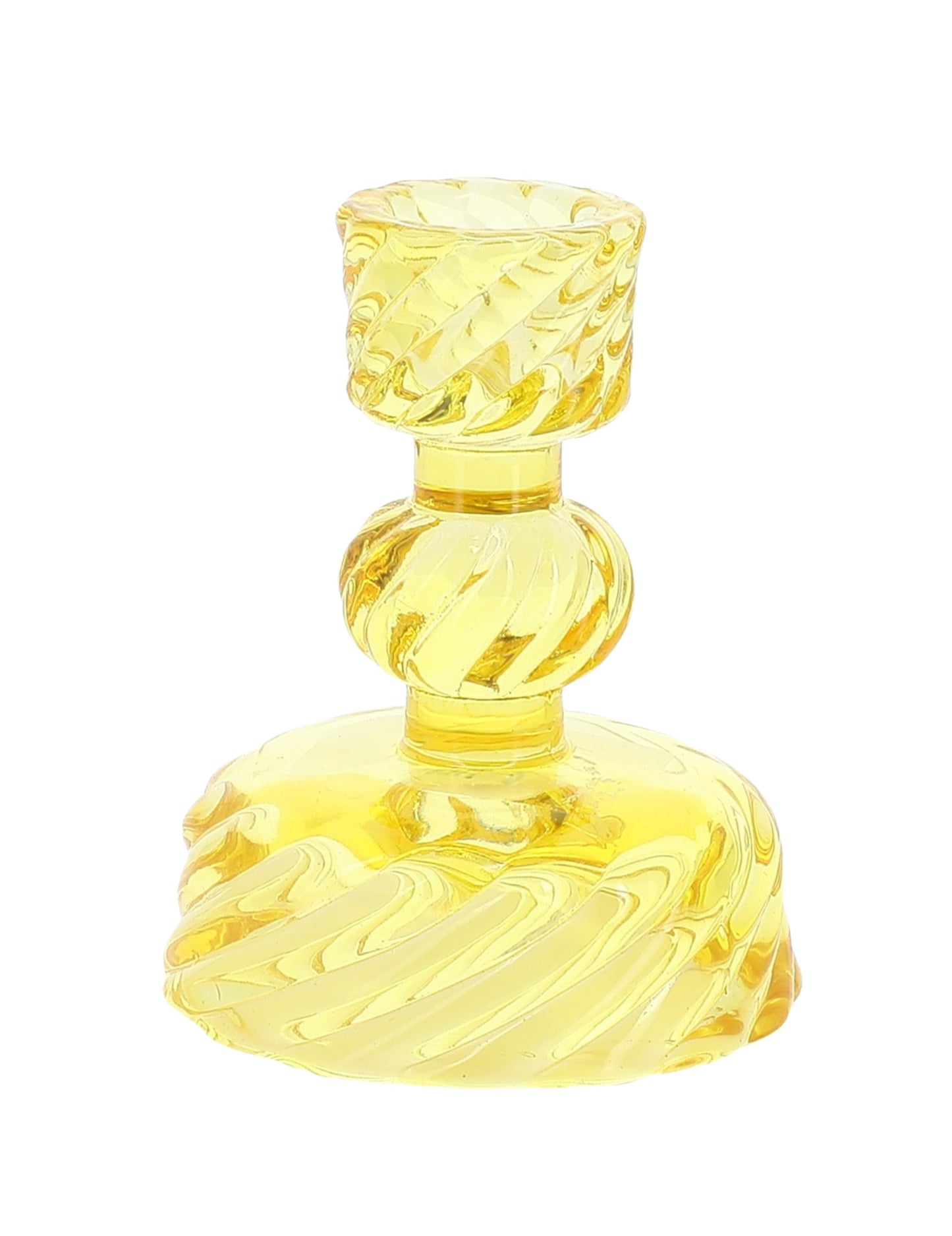 Modèle jaune du bougeoir à chandelle en verre torsadé