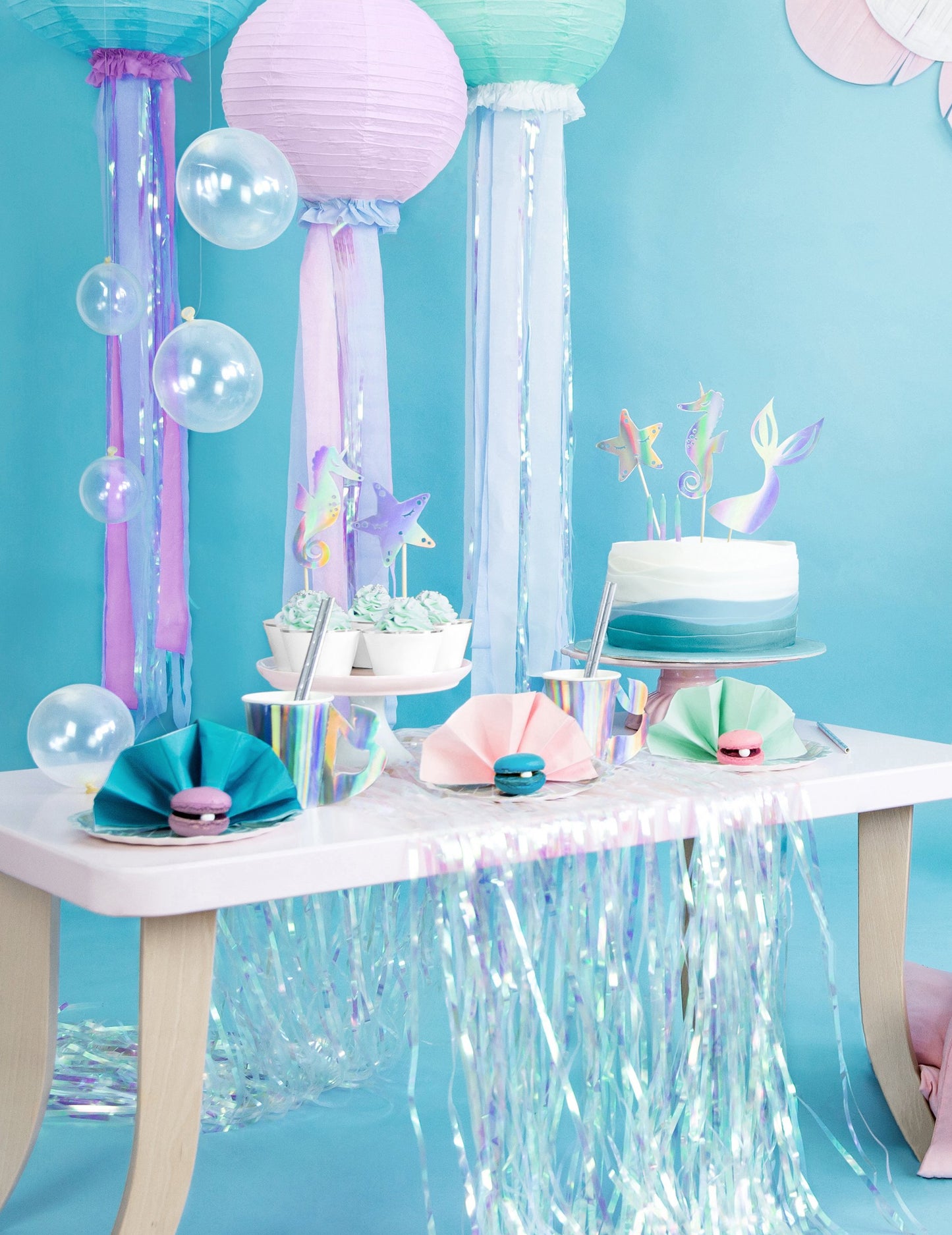 3 Cake Topper holografikus sellő 24,5 cm