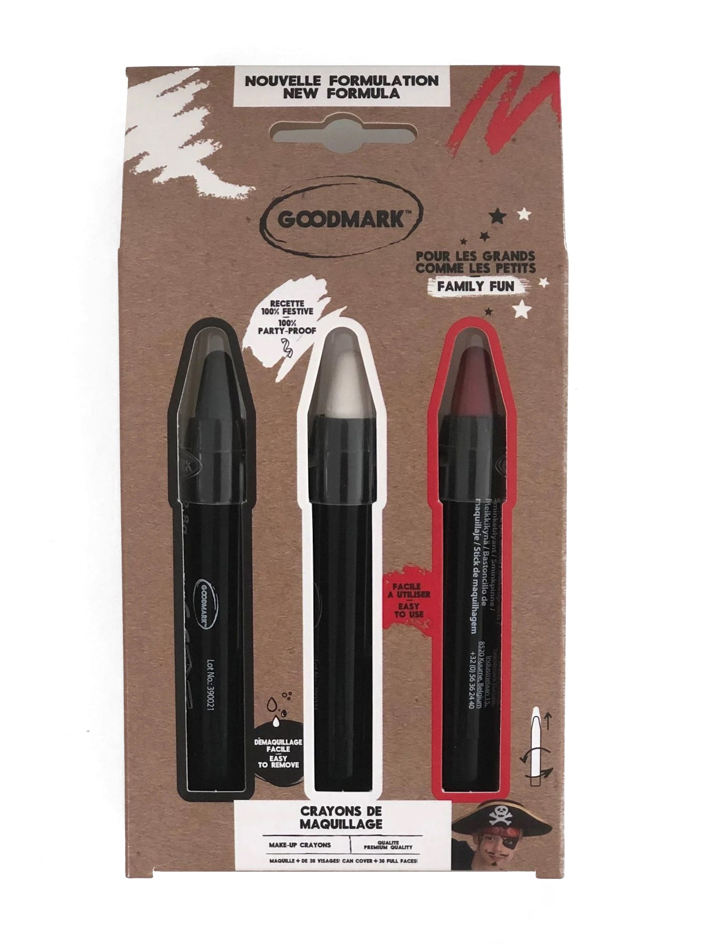 3 fekete piros fehér smink ceruzák