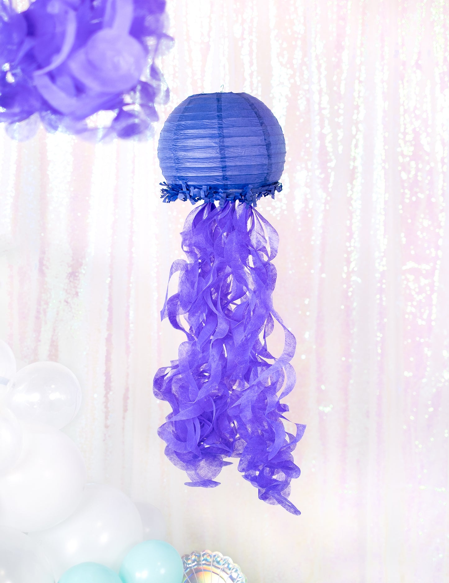 3 papírlámpás, medúza, sellőálmok, 24 cm kék lila zöld