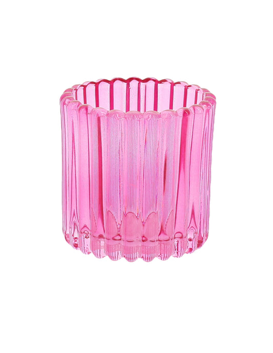 3 Photophores en verre rose, orange et jaune 7.5 cm