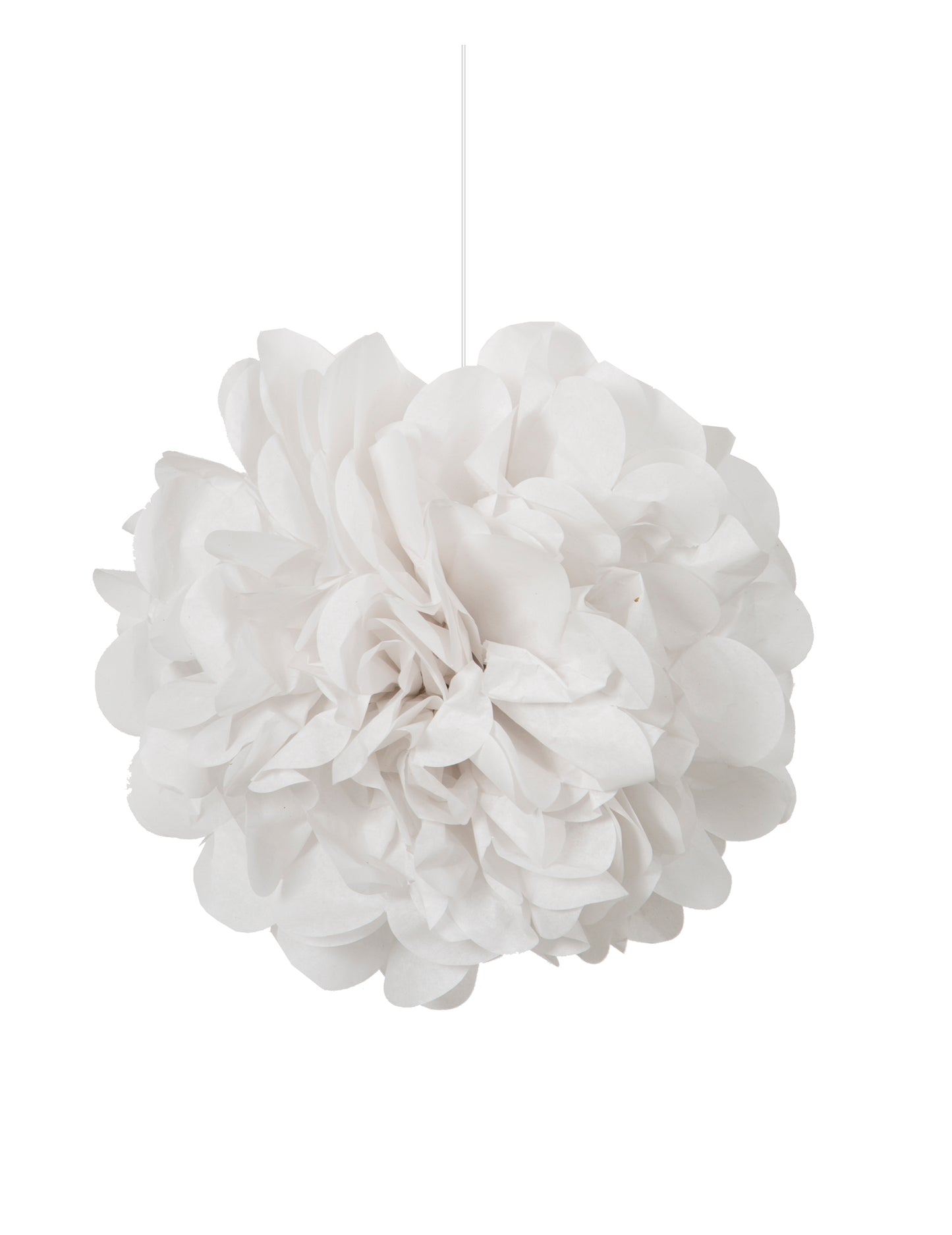 3 fehér papírból készült függő pompon 22 cm esküvőre