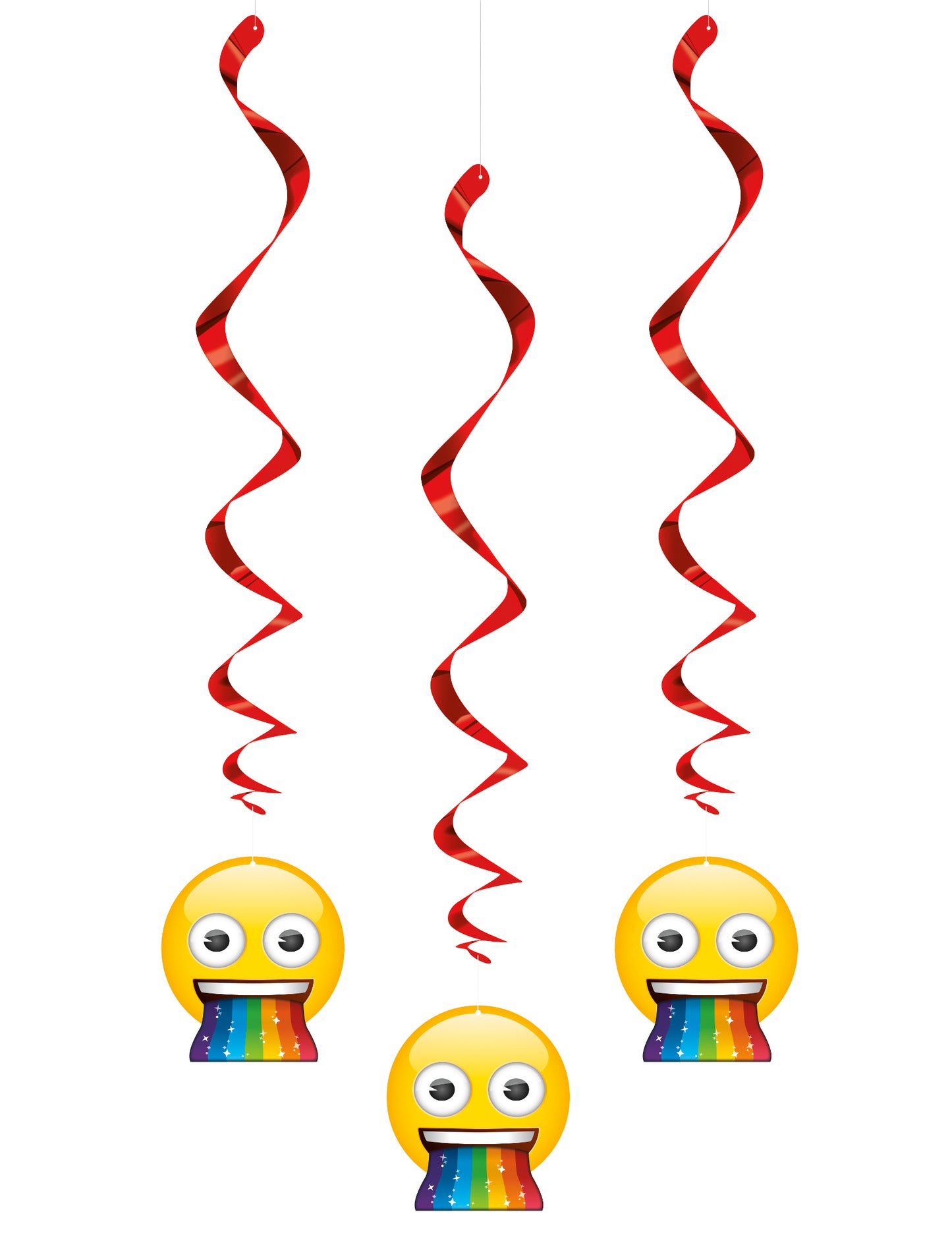 Suspensions en spirales Emoji Rainbow rouges avec emoji vomissant un arc-en-ciel