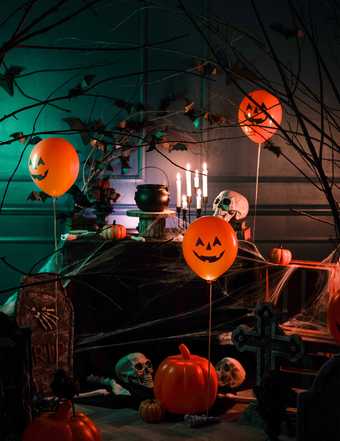 4 Halloween Pumpkin LED léggömb 27,5 cm
