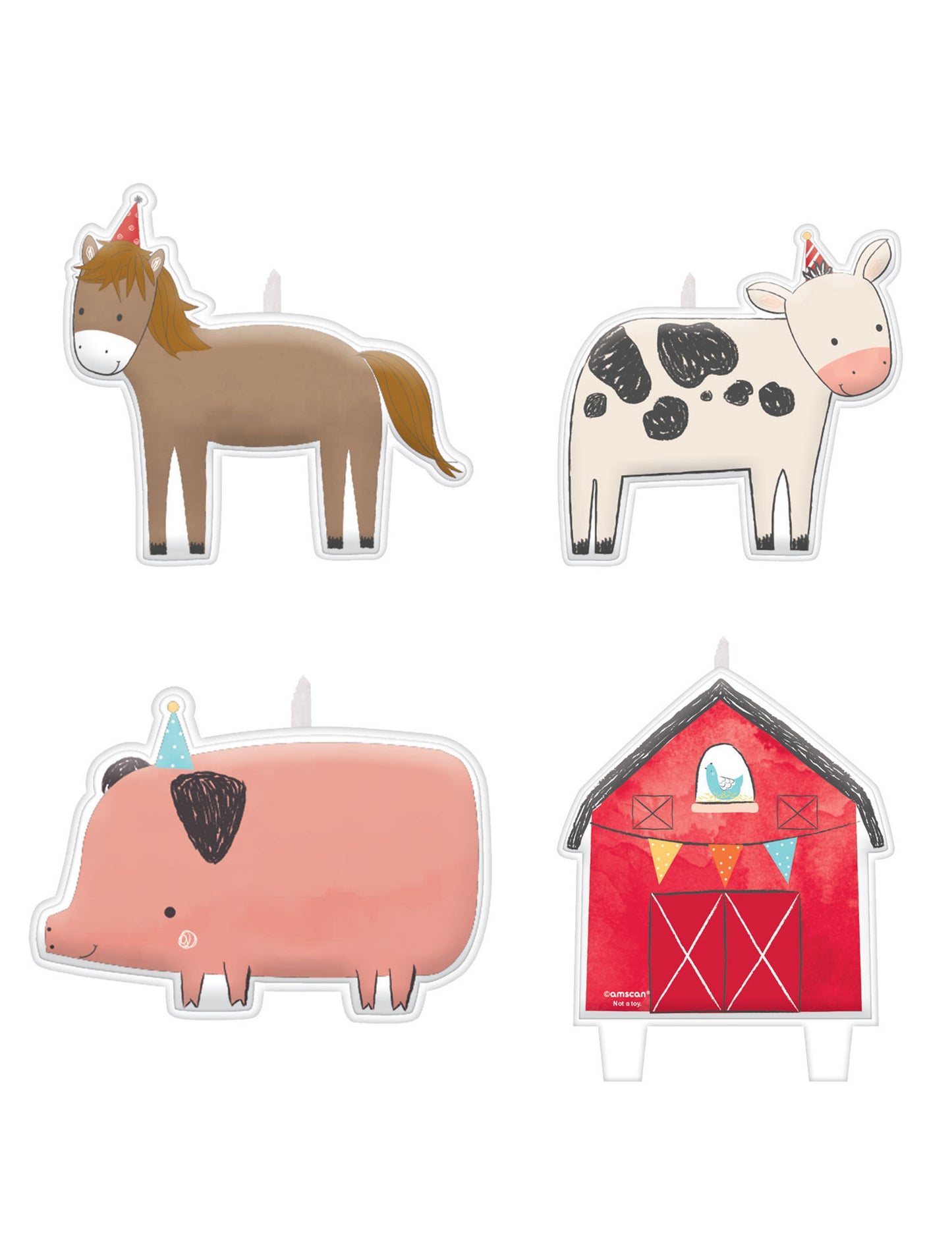 4 születésnapi gyertya farm- és állatfigurákkal