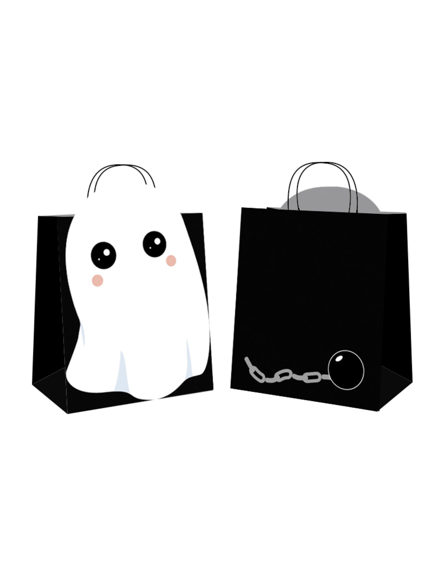 4 fekete Sweety Ghost cukorkavadász papírzacskó dombornyomott szellemmel