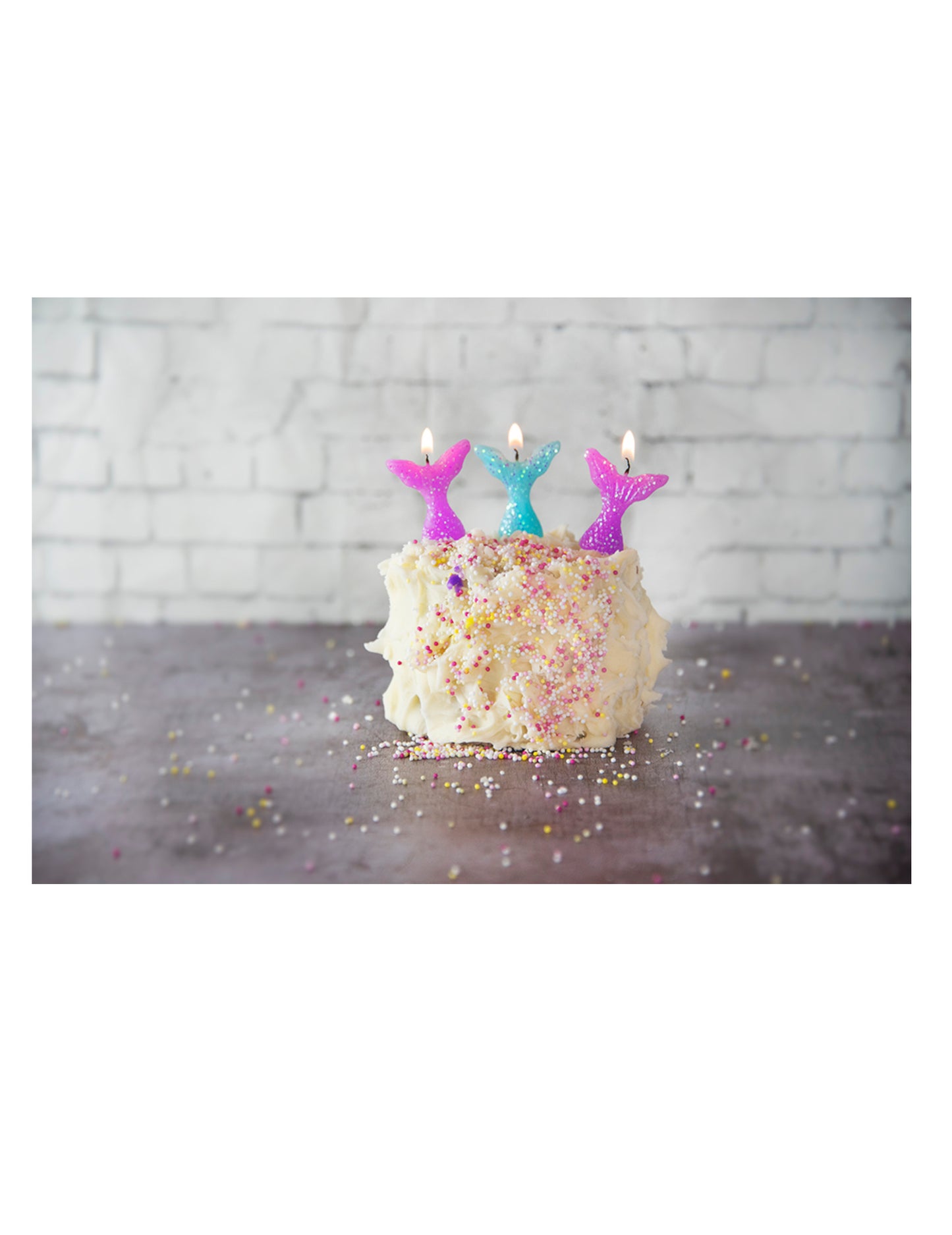 5 rózsaszín és kék csillámos sellőfarok gyertya 6.5 cm